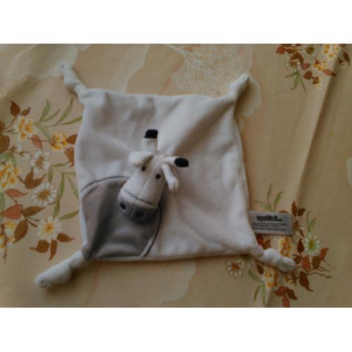 Doudou Plat Girafe/Vache/Zèbre/Cheval Blanc Et Gris Tape À L'oeil Tao