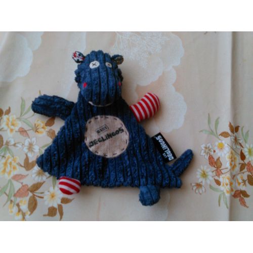 Doudou Plat Bleu Hippopotame Les Déglingos