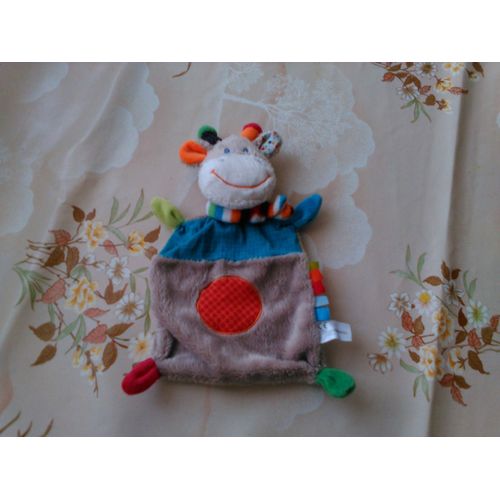 Doudou Plat Vache/Girafe Imprimé Rond Avec Écharpe Multicolore Nicotoy Simba Toys