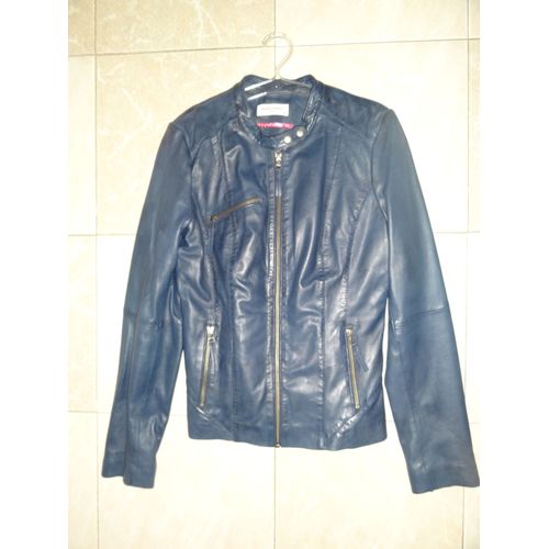 Veste Naf Naf Veste Courte Cuir 36 Bleu 