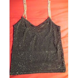 Débardeur / Top Noir Scintillant Doré Taille L