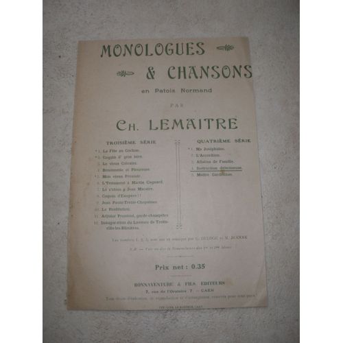Instruction Défectueuse : Monologues & Chansons En Patois Normand