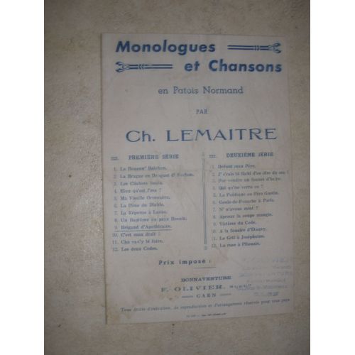 Brigand D'apothicaire : Monologues Et Chansons En Patois Normand