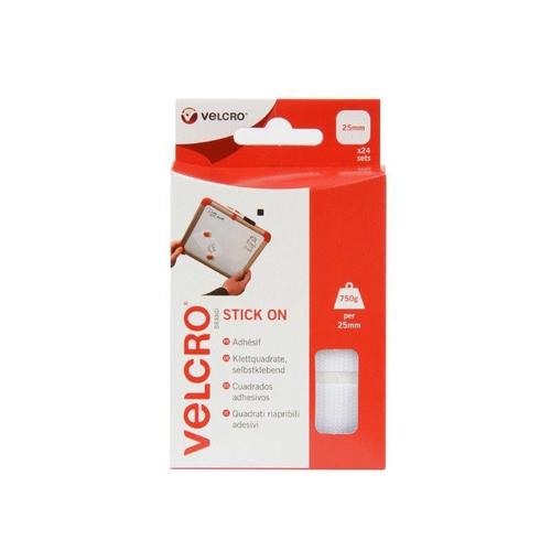 Brand Carrés Adhésifs Velcro 25x25mm Blanc