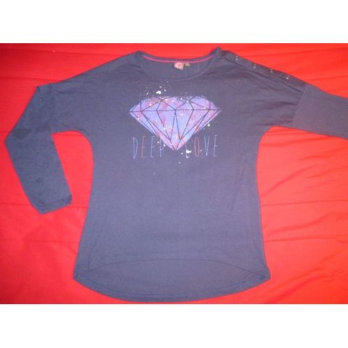 Sweat / Tee Shirt Manches Longues Diamant " Deep Love " 12 Ans