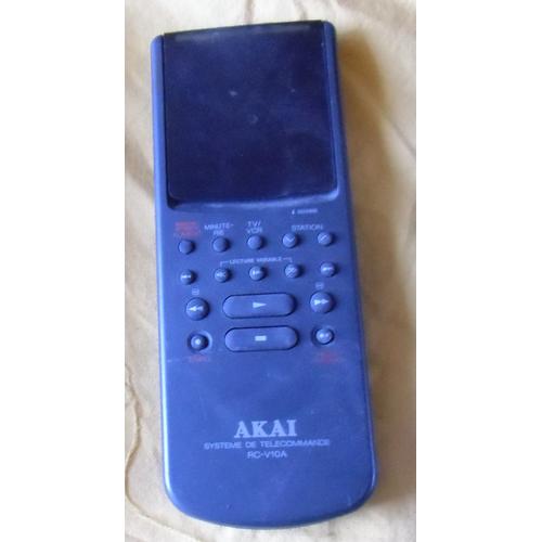 systeme de telecommande  akai RC-V10A livré sans piles avec clapet des touches numériquerabattables 