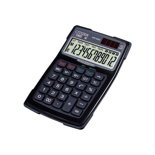 Citizen WR-3000 - Calculatrice de bureau - 12 chiffres - panneau solaire, pile - noir