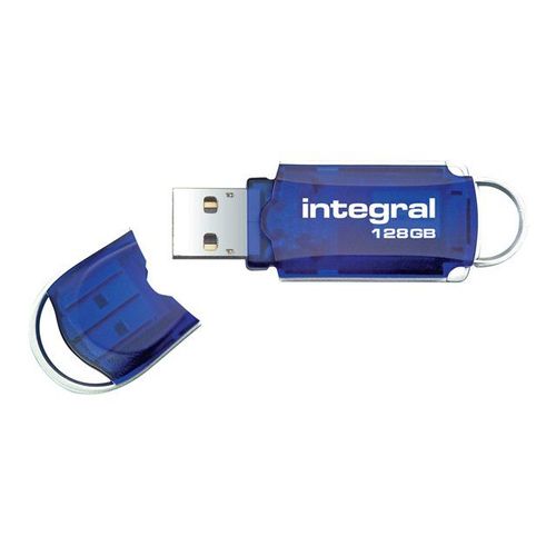 Integral Courier - Clé USB - 128 Go - USB 2.0 - bleu transparent