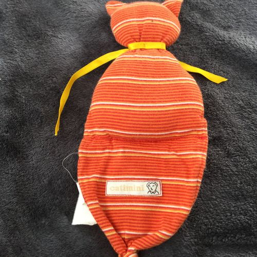Doudou Plat Chat Catimini Raye Orange 