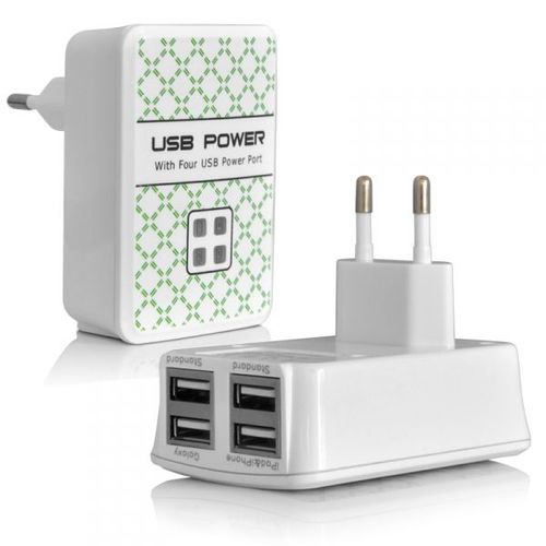 Chargeur Secteur 4 Ports Usb Pour Tablette Sony Xperia Z4 10.1, Sony Xperia Z3 Tablet, Sony Xperia Z2 Tablet