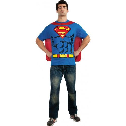 T-Shirt Superman Avec Cape Adulte - L - Bleu