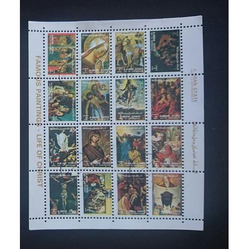 Planche 16 Timbres Famous Painting La Vie Du Christ  Ajman State