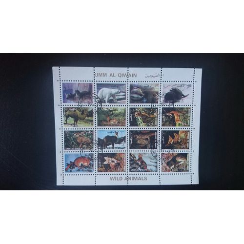 Planche 16 Timbres Wild Animals Umm Al Qiwain