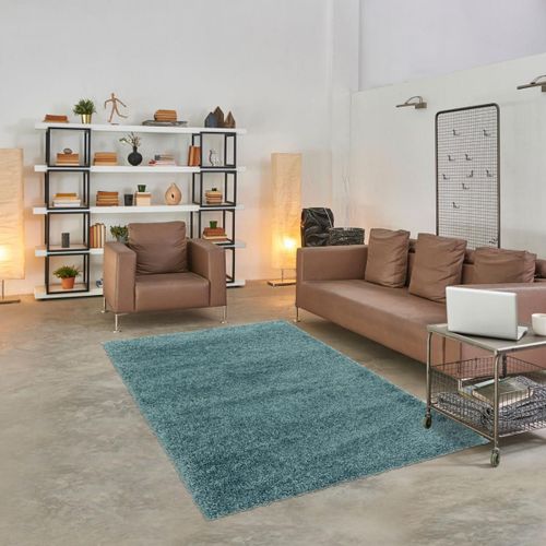 Tapis Shaggy Shaggy Sy Bleu 100x200 Oeko Tex® En Polypropylène Doux Et Soyeux