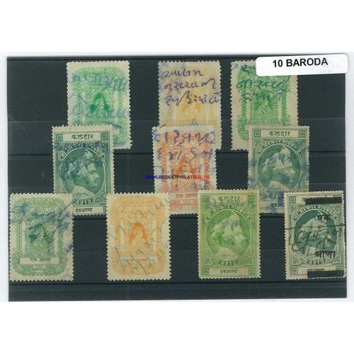 Baroda 10 Timbres Differents Obliteres