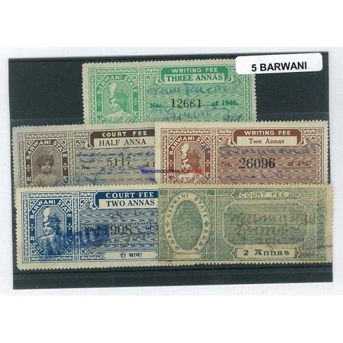Barwani 10 Timbres Differents Obliteres