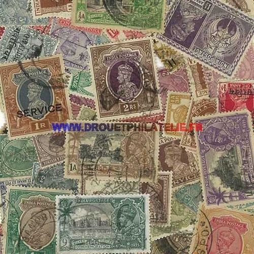 Inde Anglaise 100 Timbres Differents Obliteres