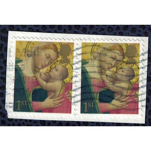 Royaume Uni Lot 2 Oblitérés Used La Vierge Et L'enfant Sur Fragment Su