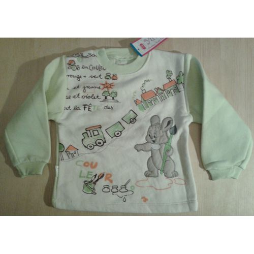 Sweat Yuvam 2 Pressions Épaule Droite Maille Polaire 2 Ans 24 Mois Vert Clair Neuf