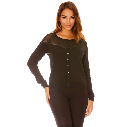Miss Wear Line - Gilet Noir À Boutons Et Fine Maille Dorée