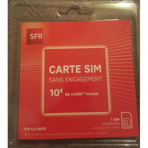 Carte SIM prépayée SFR Nano Micro 10 euros de crédits