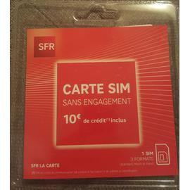 Carte SIM prépayée SFR Nano Micro 10 euros de crédits