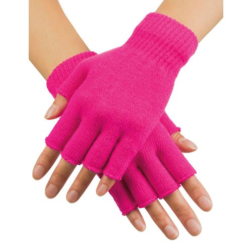 Mitaines Courtes Rose Fluo Adulte
