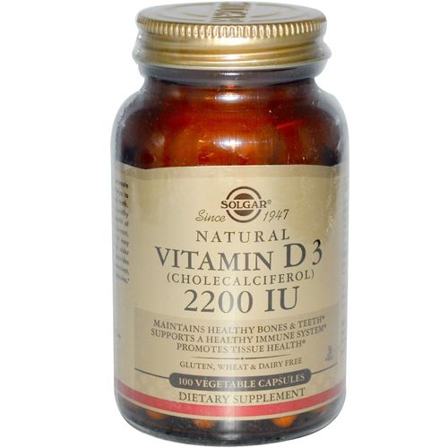 Naturel Vitamine D3, 2200 Ui, 100 Veggie Caps -Solgar 