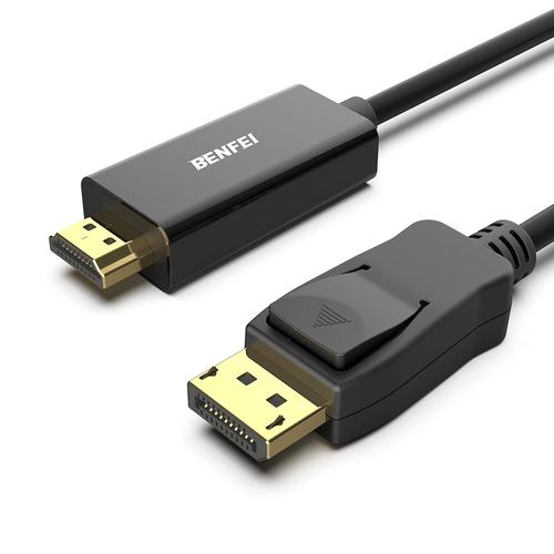 4K Câble DisplayPort vers HDMI 1.8M, uni-directionnel câble DisplayPort vers HDMI cordon plaqué or pour Lenovo, HP, ASUS, Dell et autres marques