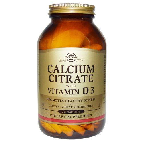 Citrate De Calcium Avec De La Vitamine D3, 240 Comprimés -Solgar 