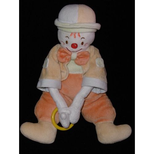 Doudou Clown Orange Avec Grelot Sucre D'orge