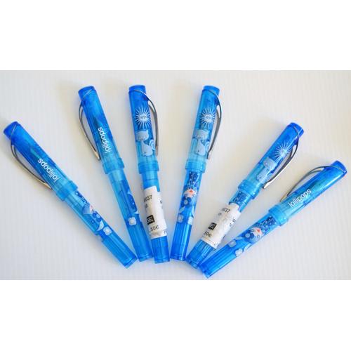 Lot De 6 Stylos Plume Lollipops Paris Stypen Bleu Transparent