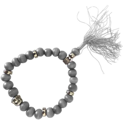 Bracelet Bouddhiste En Perles De Bois - Modèle Gris