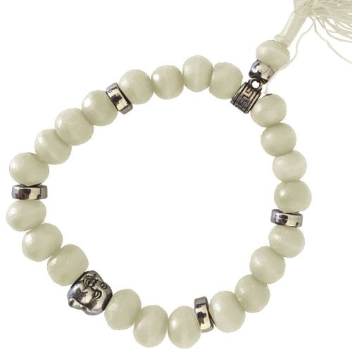 Bracelet Bouddhiste En Perles De Bois - Modèle Beige