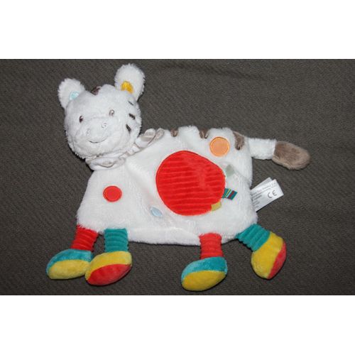Doudou Simba Toys Zebre Plat Blanc Rond Rouge Jaune Multicolore 