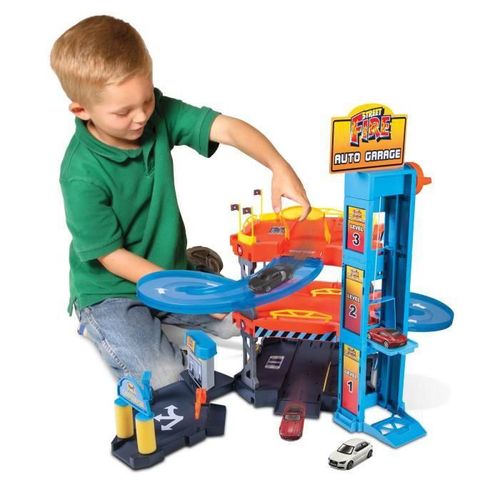 Garage Double Piste + 2 Véhicules Echelle 1/43