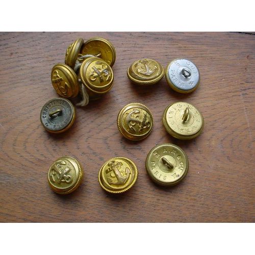 Boutons De Marine En Metal Dore Lot De 13