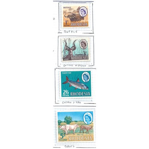 Rhodesie N°130, 132, 140 & 141