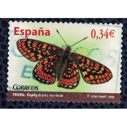 Timbre Oblitéré Used Stamp Selo Carimbado Fauna Euphydryas Aurinia 0,34 Eur Espagne Spain Espanha Année 2010