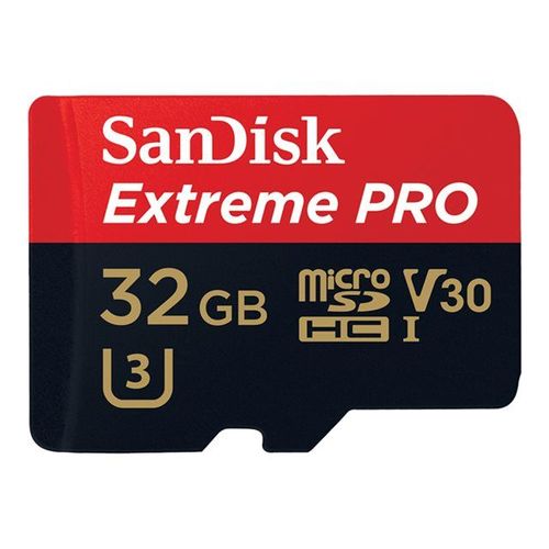 SanDisk Extreme Pro - Carte mémoire flash (adaptateur microSDHC - SD inclus(e)) - 32 Go - Video Class V30 / UHS-I U3 - microSDHC UHS-I