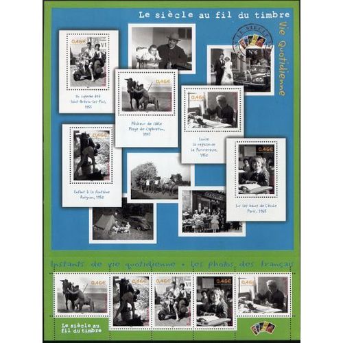 Le Siècle Au Fil Du Timbre (6) Vie Quotidienne Bloc Feuillet 52 Année 2002 Comprenant Les Timbres N° 3519 3520 3521 3522 3523 Yvert Et Tellier Luxe (10 Timbres)Bloc Neuf De Collection * Affranchisseme