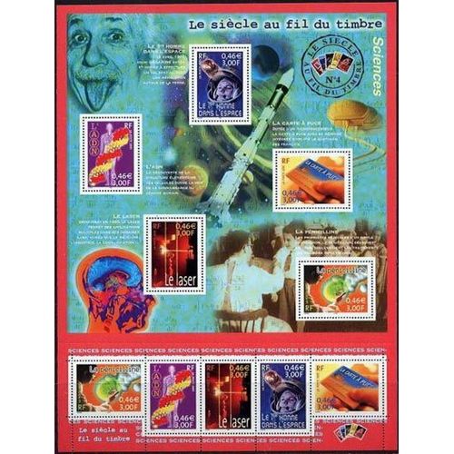Le Siècle Au Fil Du Timbre (4) Sciences Bloc Feuillet 39 Année 2001 Comprenant 2 Fois Les Timbres N° 3422 3423 3424 3425 3426 Yvert Et Tellier 