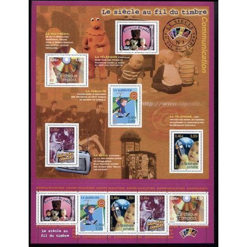 France 2001 - Très Beau Bloc Le Siècle Au Fil Du Timbre - Communication Bloc Feuillet 35 Année 2001 Comprenant Les Timbres N° 3372 3373 3374 3375 3376 (X 2 Soit 10 Timbres) Neufs