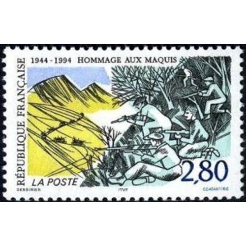 Hommage Au Maquis (Maquisards En Embuscade Et Convoi Ennemi) Année 1994 N° 2876 Yvert Et Tellier Luxe 
