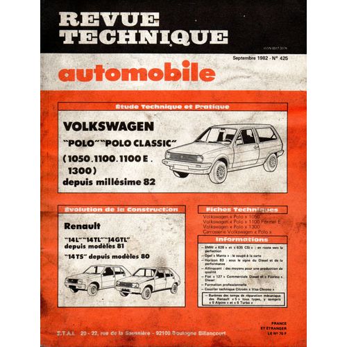 Revue Technique Automobile N° 425 Volkswagen Polo Depuis 82