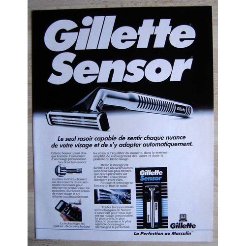 Publicité Papier - Rasoir Gillette Sensor De 1991