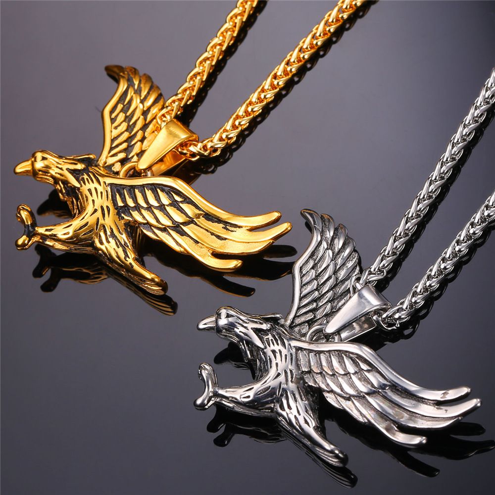 Acier Inoxydable Dor/é Tata Gis/èle Pendentif Aigle