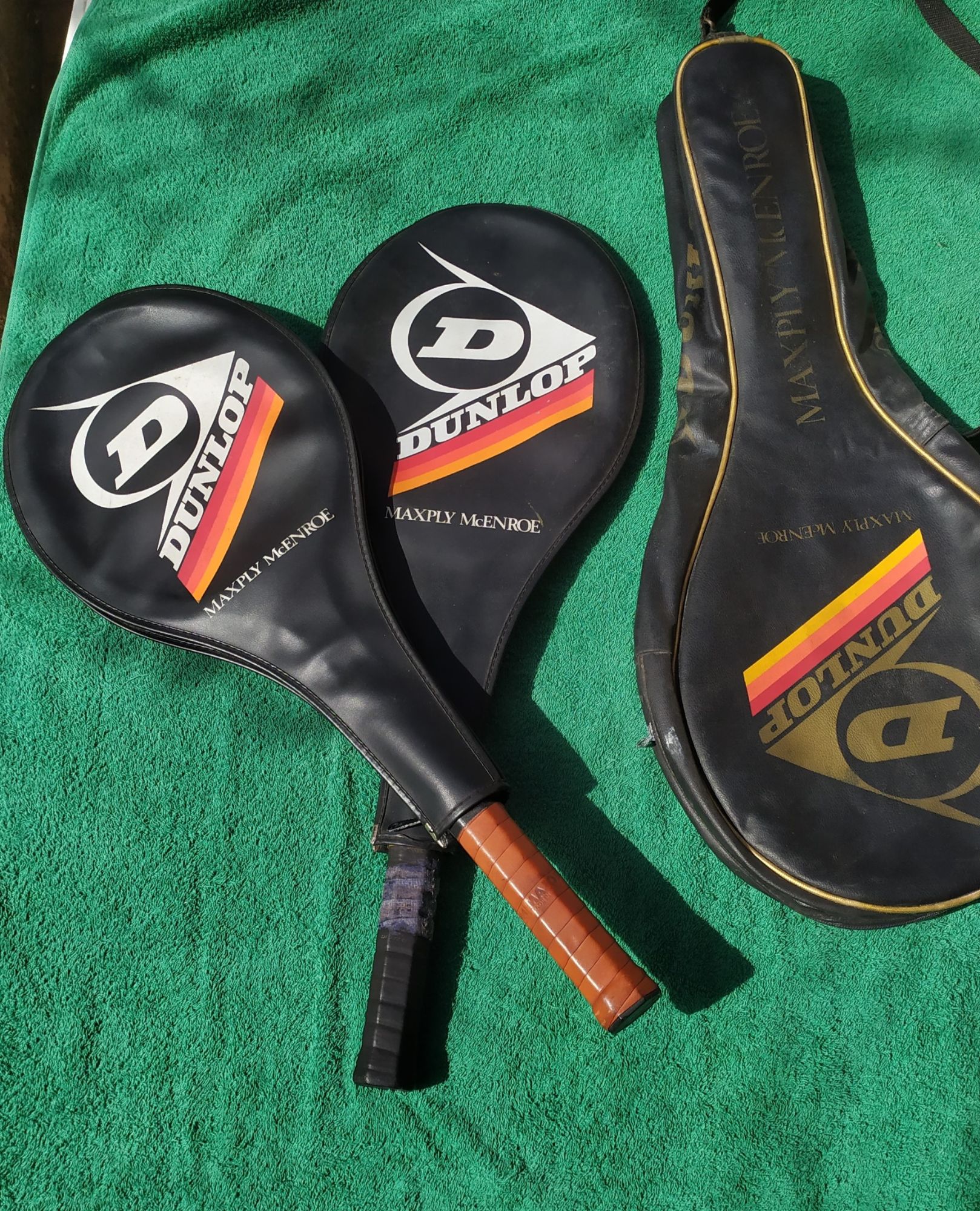 ++Collector Raquettes De Tennis Dunlop Maxply Mcenroe Vintage En Bois Avec Toutes Les Housses++