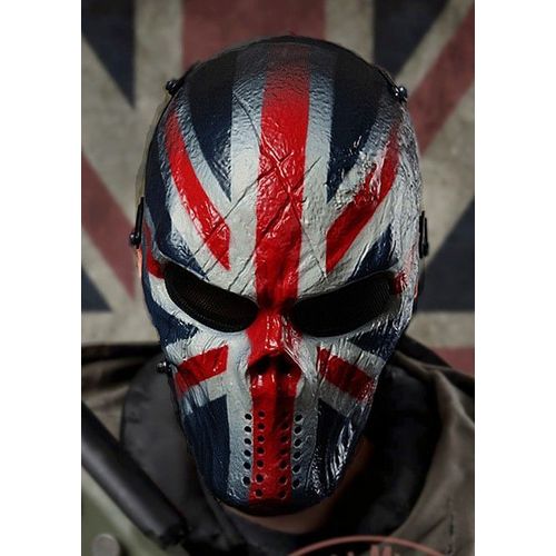 Masque De Protection Skull Horreur Tête De Mort Warrior Chiefs Battle Wargame Déguisement Squelette Outdoor Airsoft Paintball Drapeau Uk Britannique Anglais Union Jack