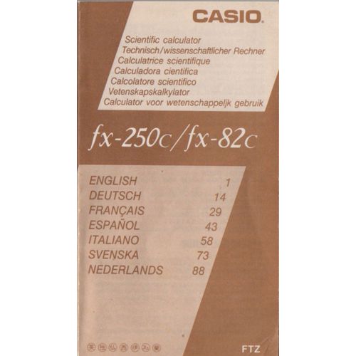 Notice /Mode D'emploi Calculatrice Casio Fx-250 / Fx -82 C